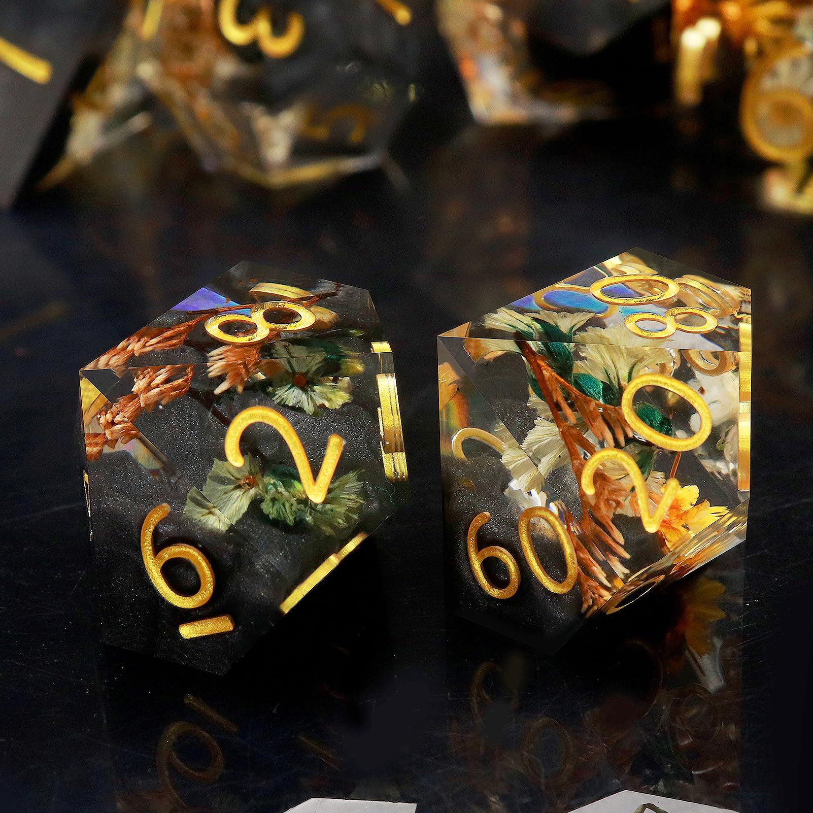Haxtec sharp-edge resin D10 dice for reliable percentage checks.