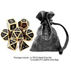 Haxtec DND metal dice set dorado y negro con D12 para juego continuo