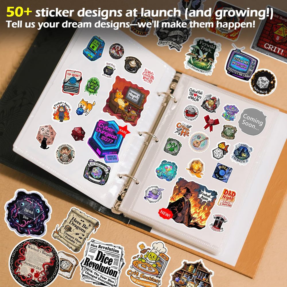 Haxtec DND stickers included offer quick personalization of dice.