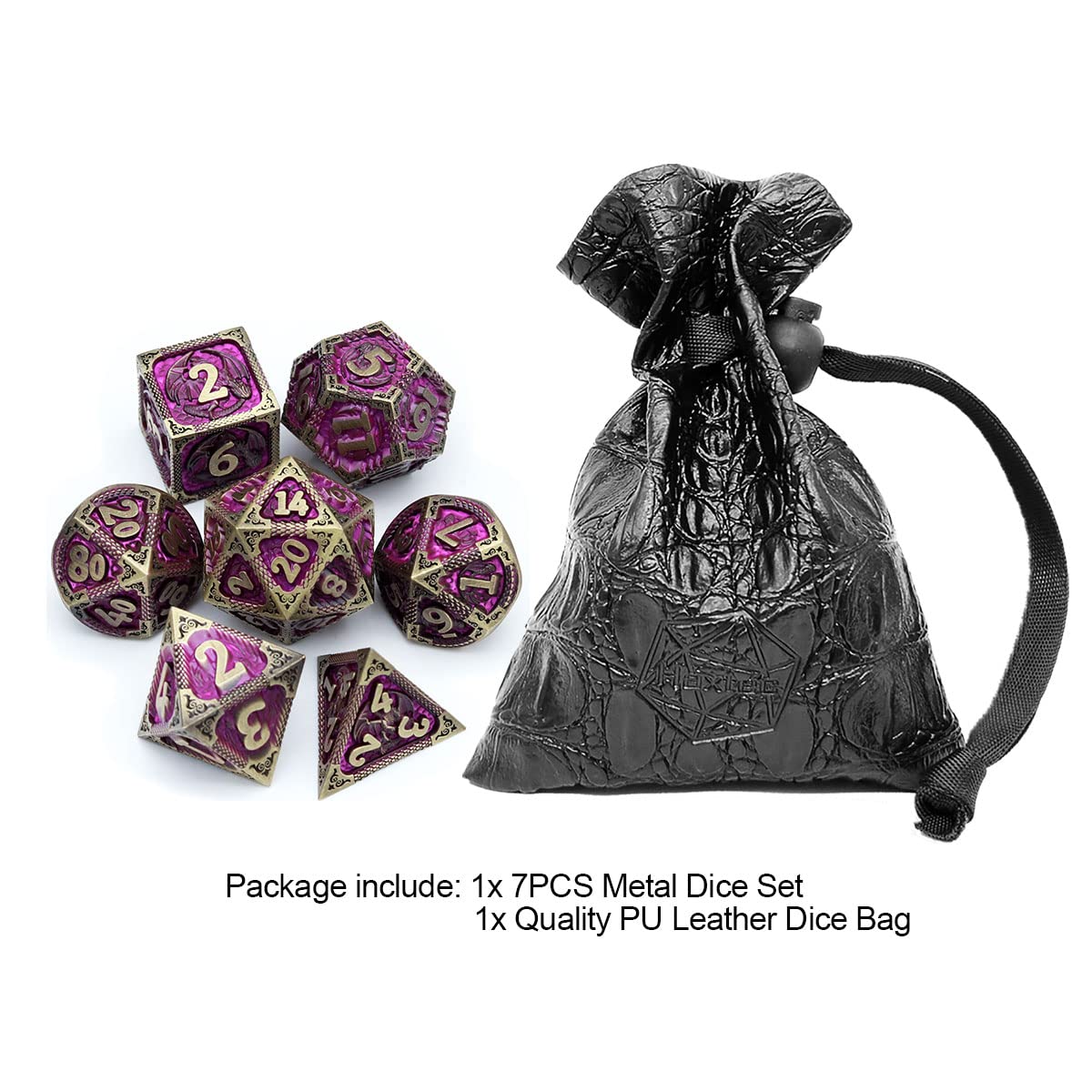 Haxtec metal DND dice closeup shows durable zinc alloy construction
