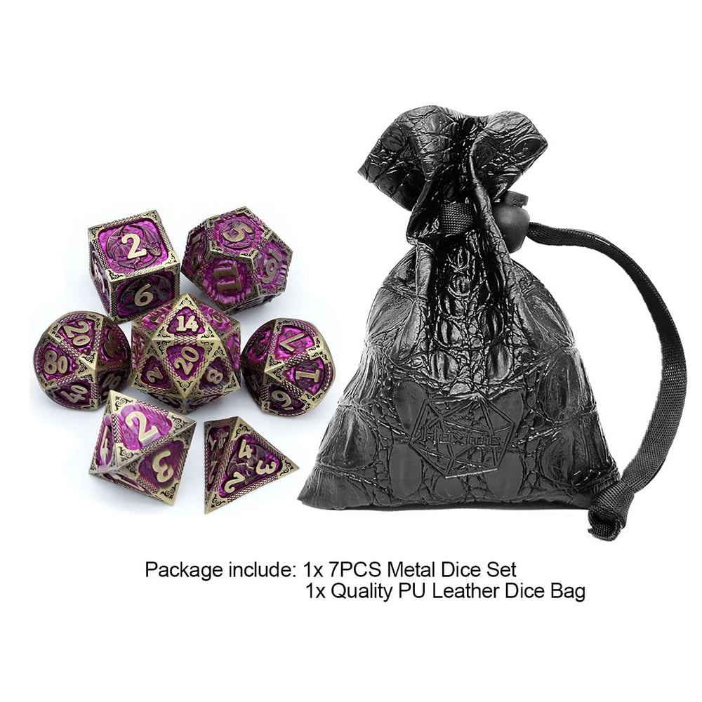 Haxtec metal DND dice closeup shows durable zinc alloy construction
