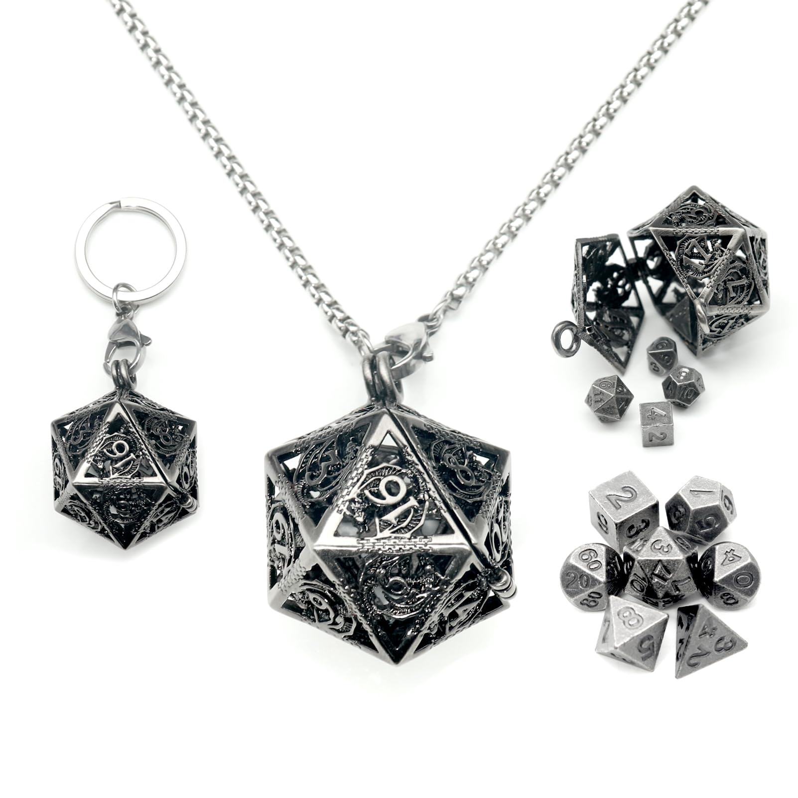 Haxtec mini DND dice with necklace case for portable tabletop sessions