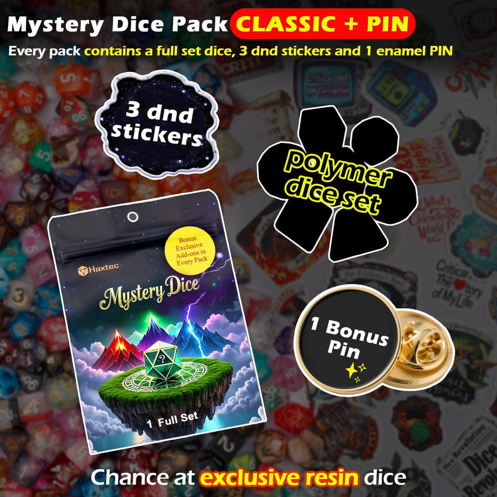 Haxtec Mystery Dice Set — color swirl closeup, great for selecting eye-catching dice before a session