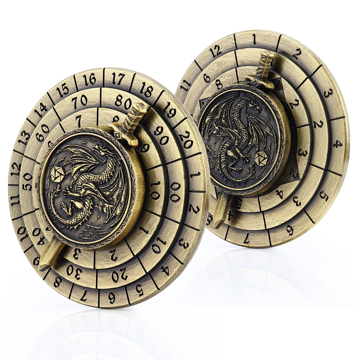 Haxtec spinner-dice-7-in-1 metal set for versatile RPG gameplay.