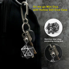 Haxtec zinc alloy mini dice close up ready for RPG campaigns