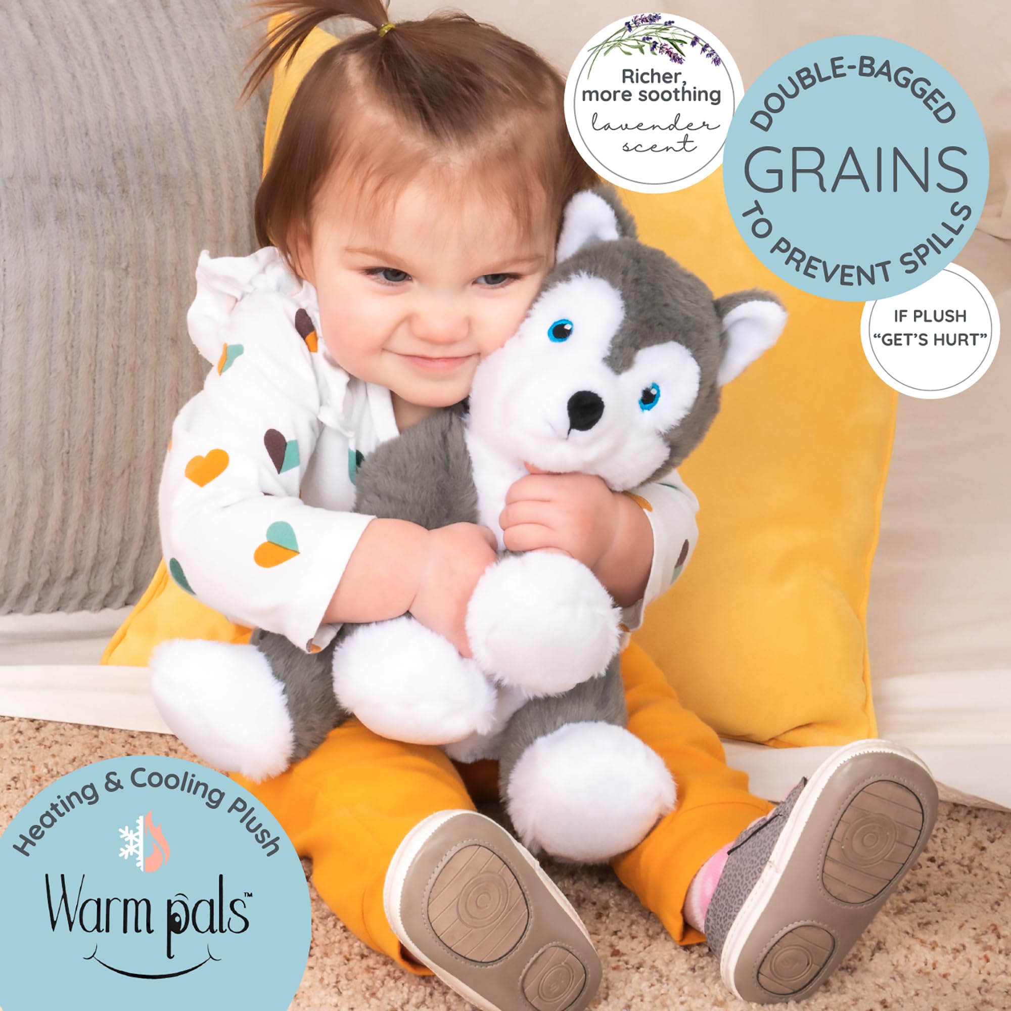Hayes Husky soft fabric texture highlights plush comfort for playtime.
