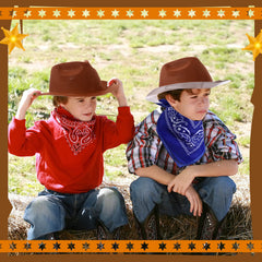 Haysandy kids cowboy costume setup with hats and paisley bandanas for play
