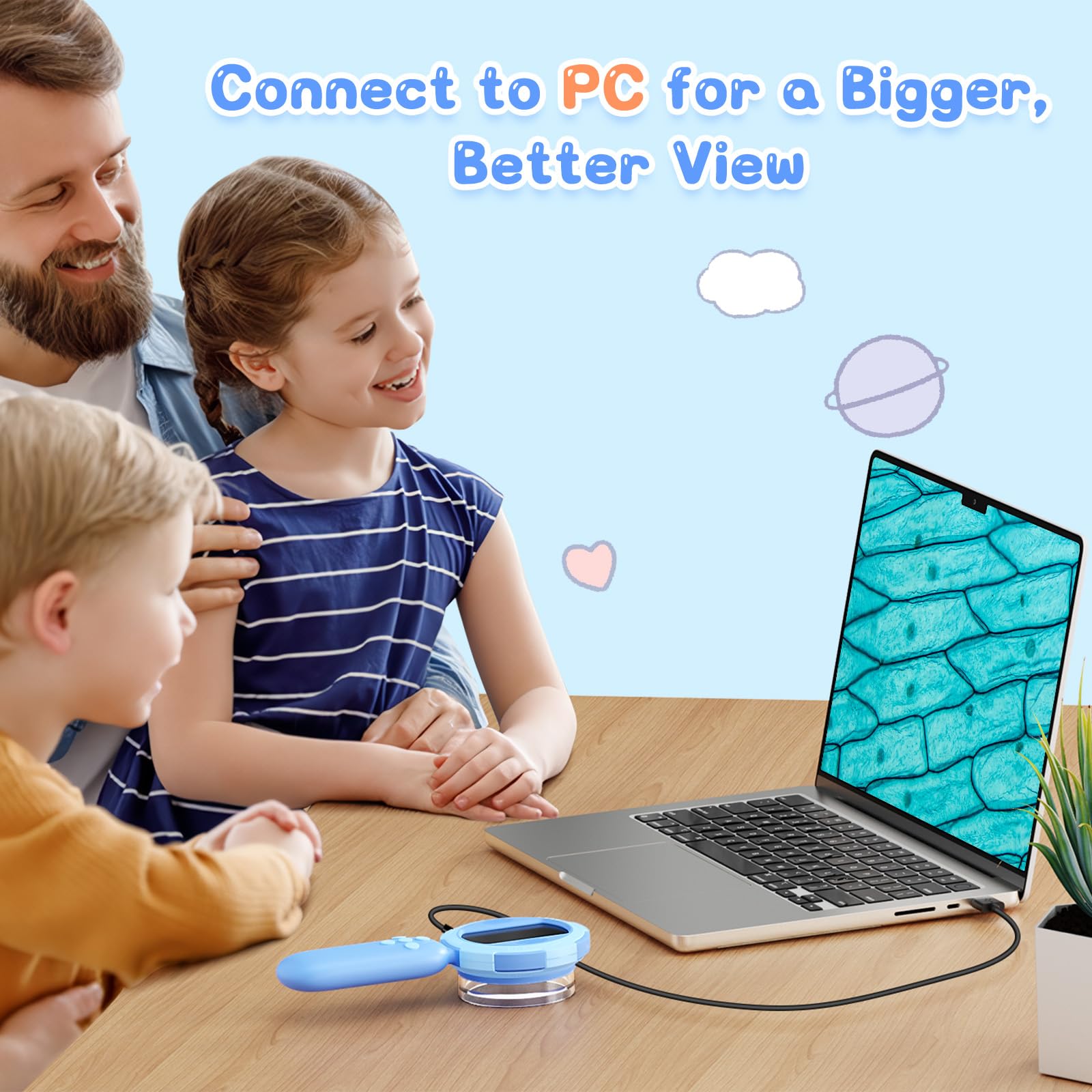 Kid-friendly Hayve microscope supports independent exploration at home or school.