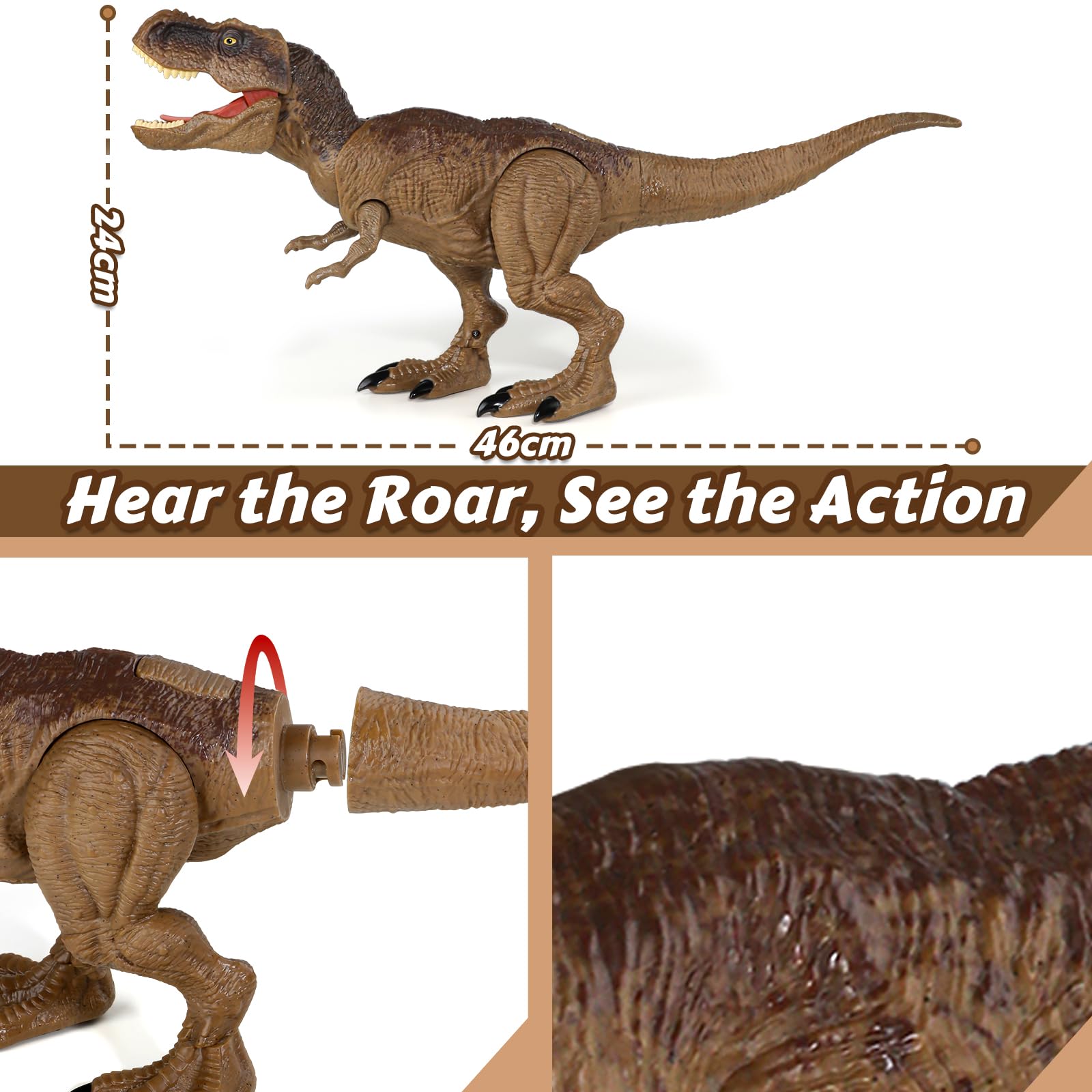 hayxun Jurassic Rex tail-lunge demonstrates dramatic attack motion for heroic battles