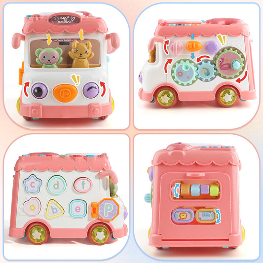 HAYXUN Montessori bus inertia train demonstrates movement-driven play and curiosity.