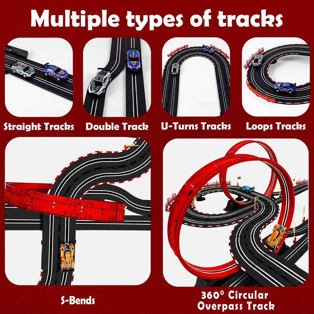 Hayxun slot car set with four cars for competitive play.