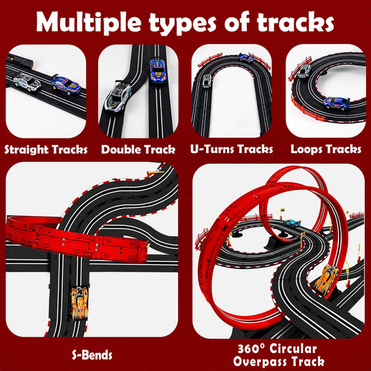 Hayxun slot car set with four cars for competitive play.