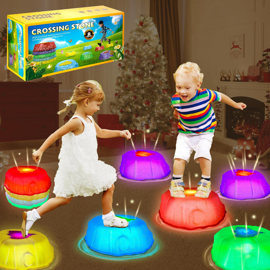 Hazms stepping stones 8pc LED glow set illuminating play paths safely