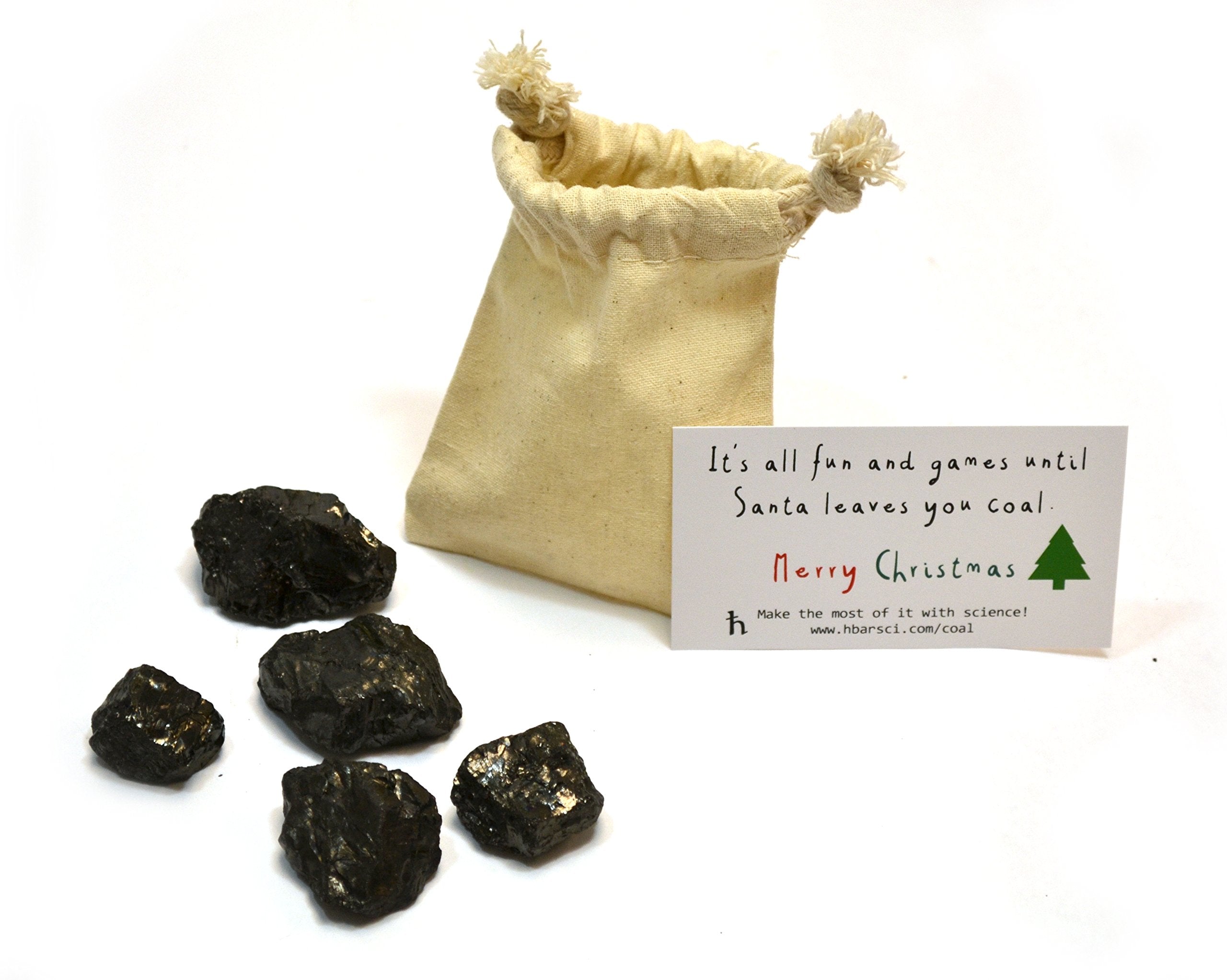 hBARSCI Santa's Scientific Coal with five small lumps for a curious stocking stuffer