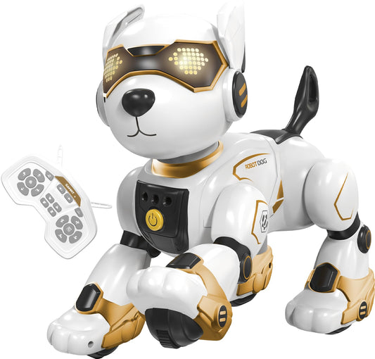 HBUDS robot dog front view showing friendly design for interactive play.