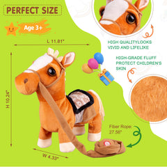HCdoujoy brown pony soft plush material for gentle play