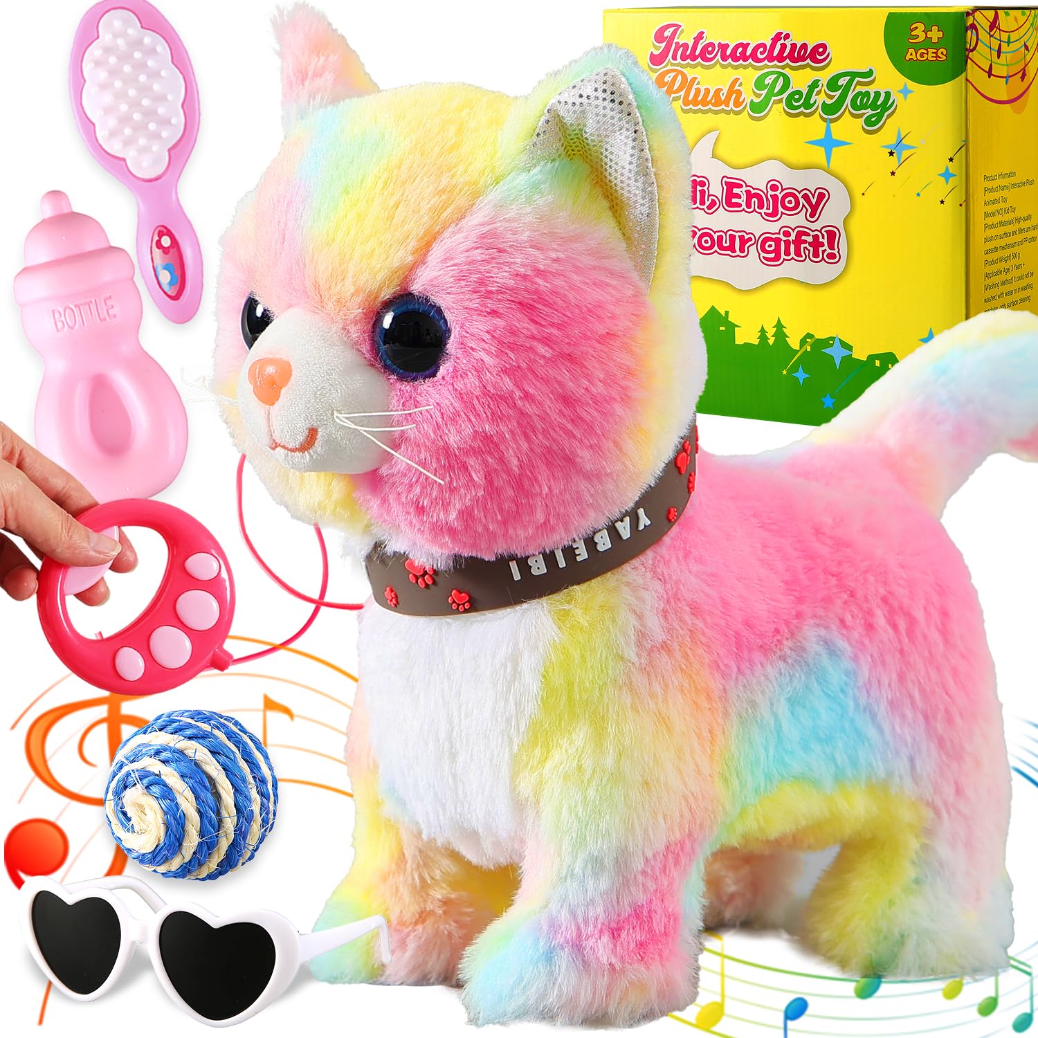 HCdoujoy colorful walking cat toy with leash for interactive play