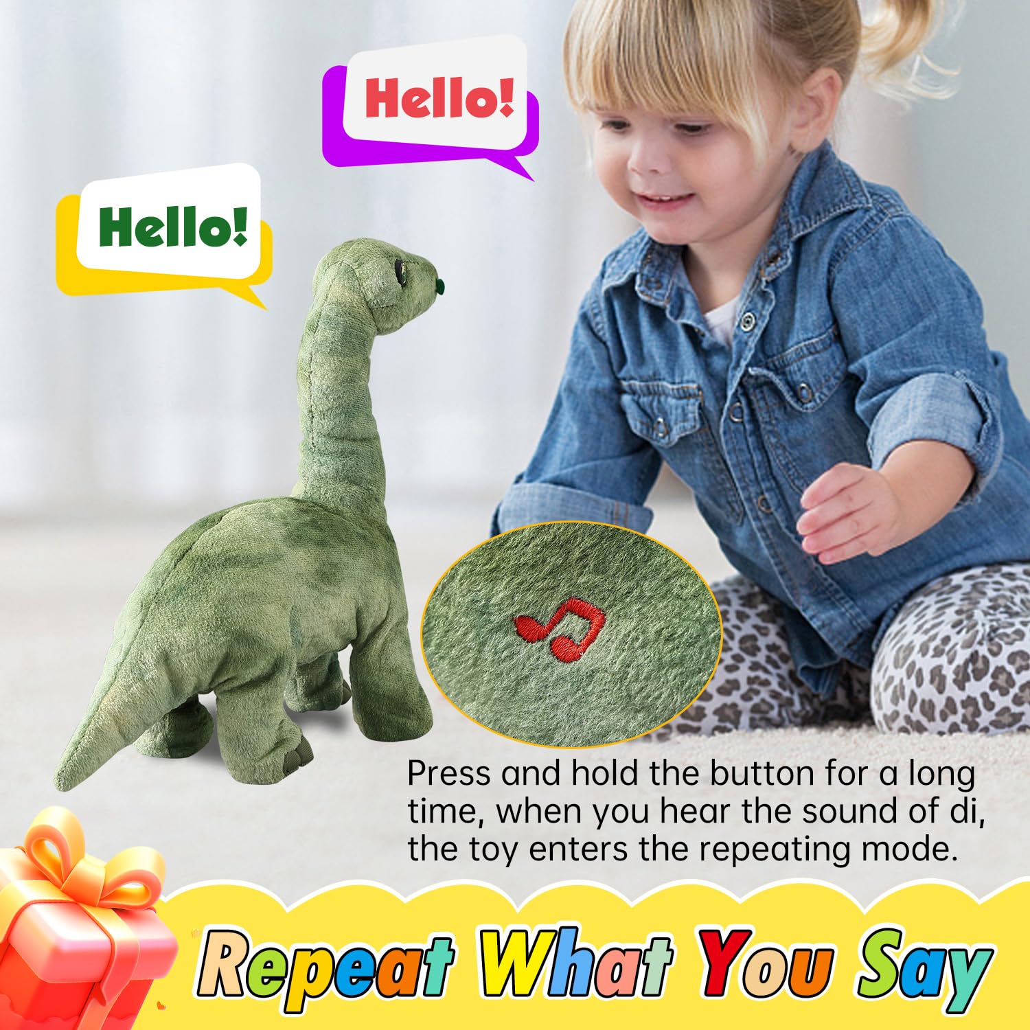 HCdoujoy Green Dinosaur eyes turn red for dramatic effect.