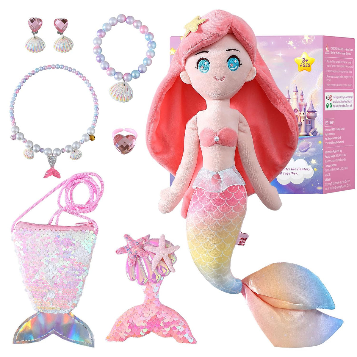 HCdoujoy mermaid toy set plush dress-up accessories ideal for imaginative play