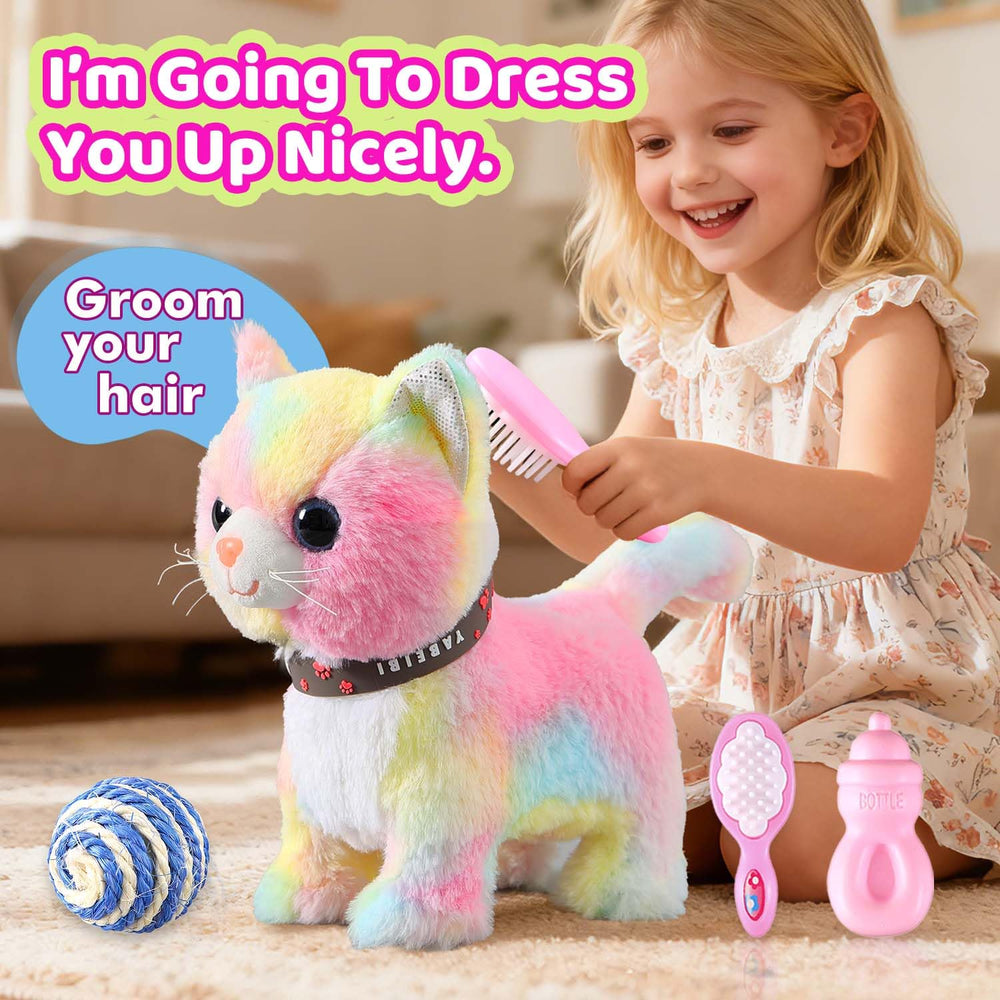 HCdoujoy remote control leash kitty walking toy with responsive motion