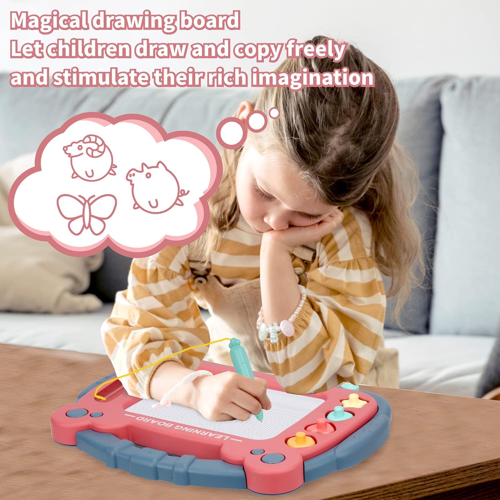 HCFJEH magnetic drawing board blue pen with string for easy keeping