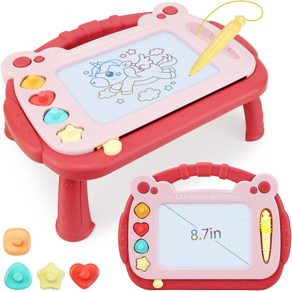HCFJEH magnetic drawing board front view with vibrant colors for portable learning on trips
