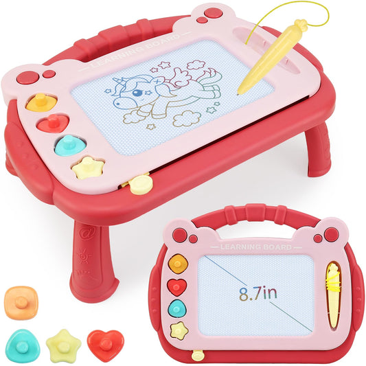 HCFJEH magnetic drawing board front view with vibrant colors for portable learning on trips