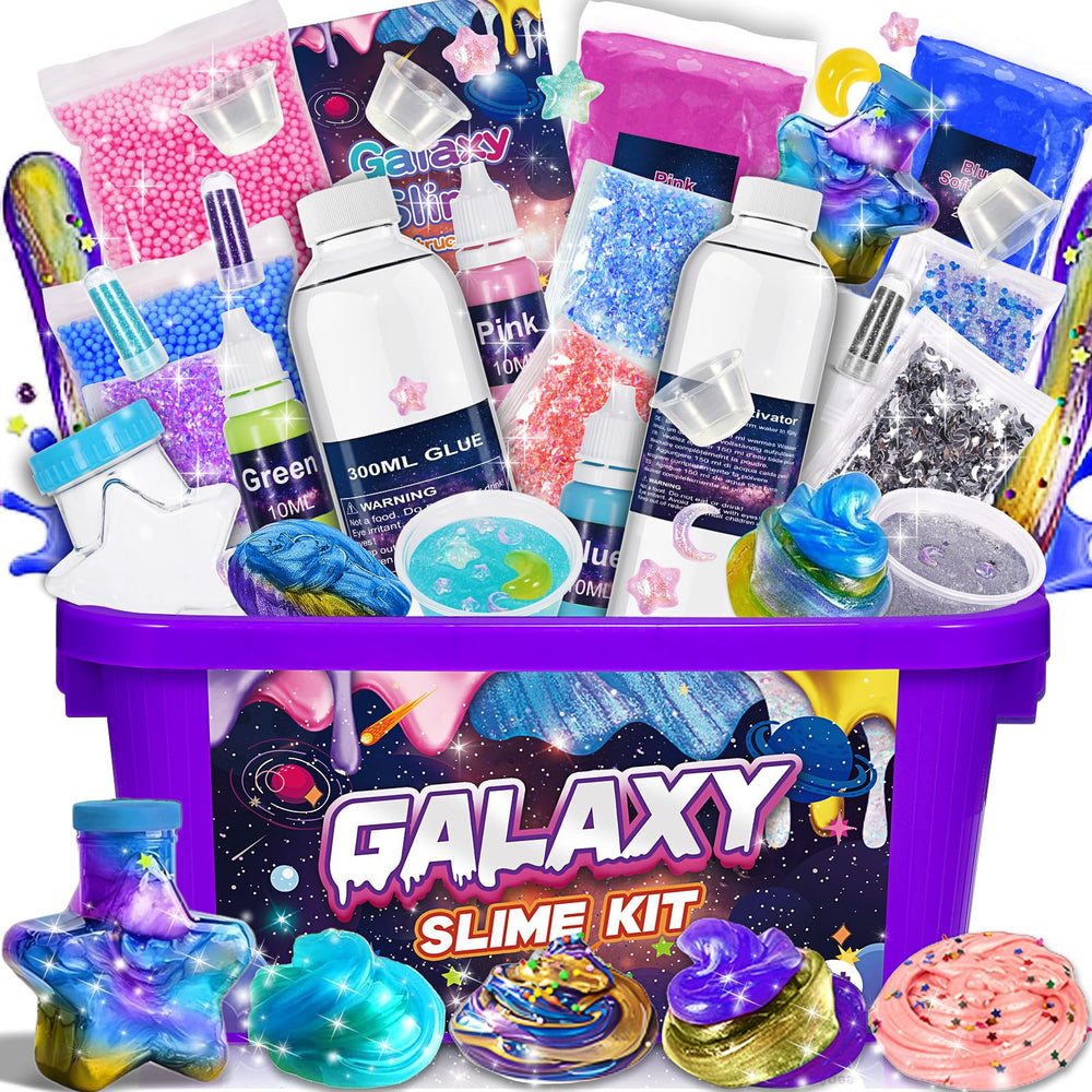 HCHILDHOOD Galaxy Slime Kit contents for imaginative play and learning.