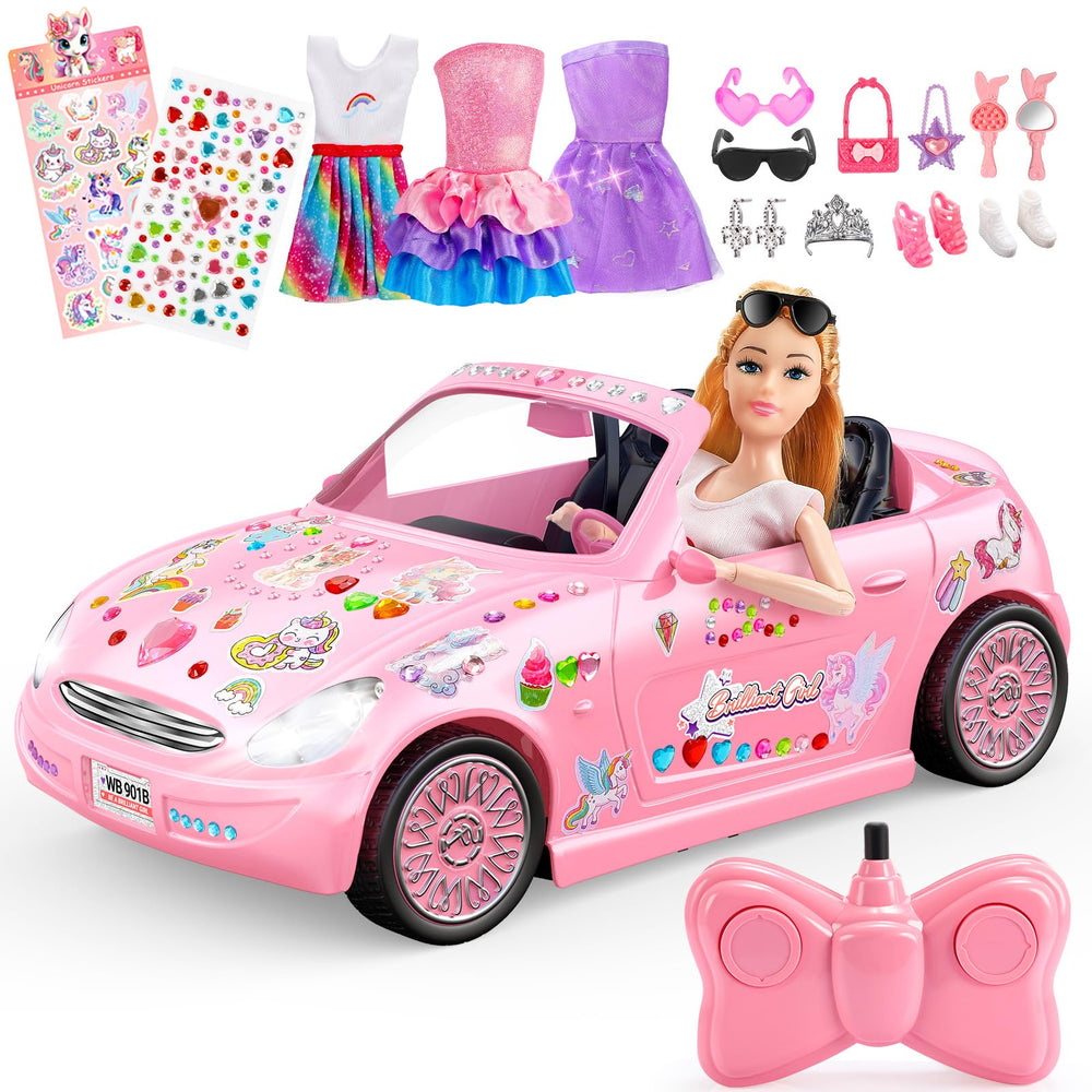 HCHILDHOOD RC car with pink fashion doll for imaginative play and racing