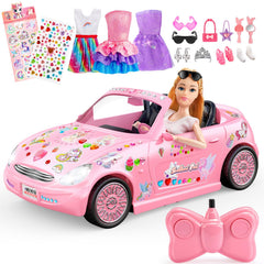 HCHILDHOOD RC car with pink fashion doll for imaginative play and racing