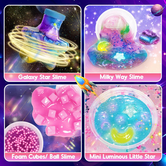 HCHILDHOOD activator powder and mixing spoons enable smooth slime creation.