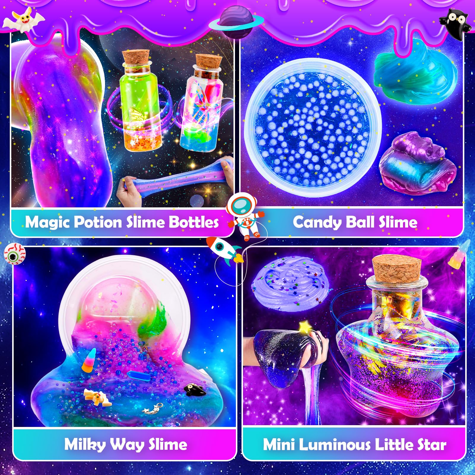 HCHILDHOOD Metallic Neon Shades create vibrant cosmic color palettes.