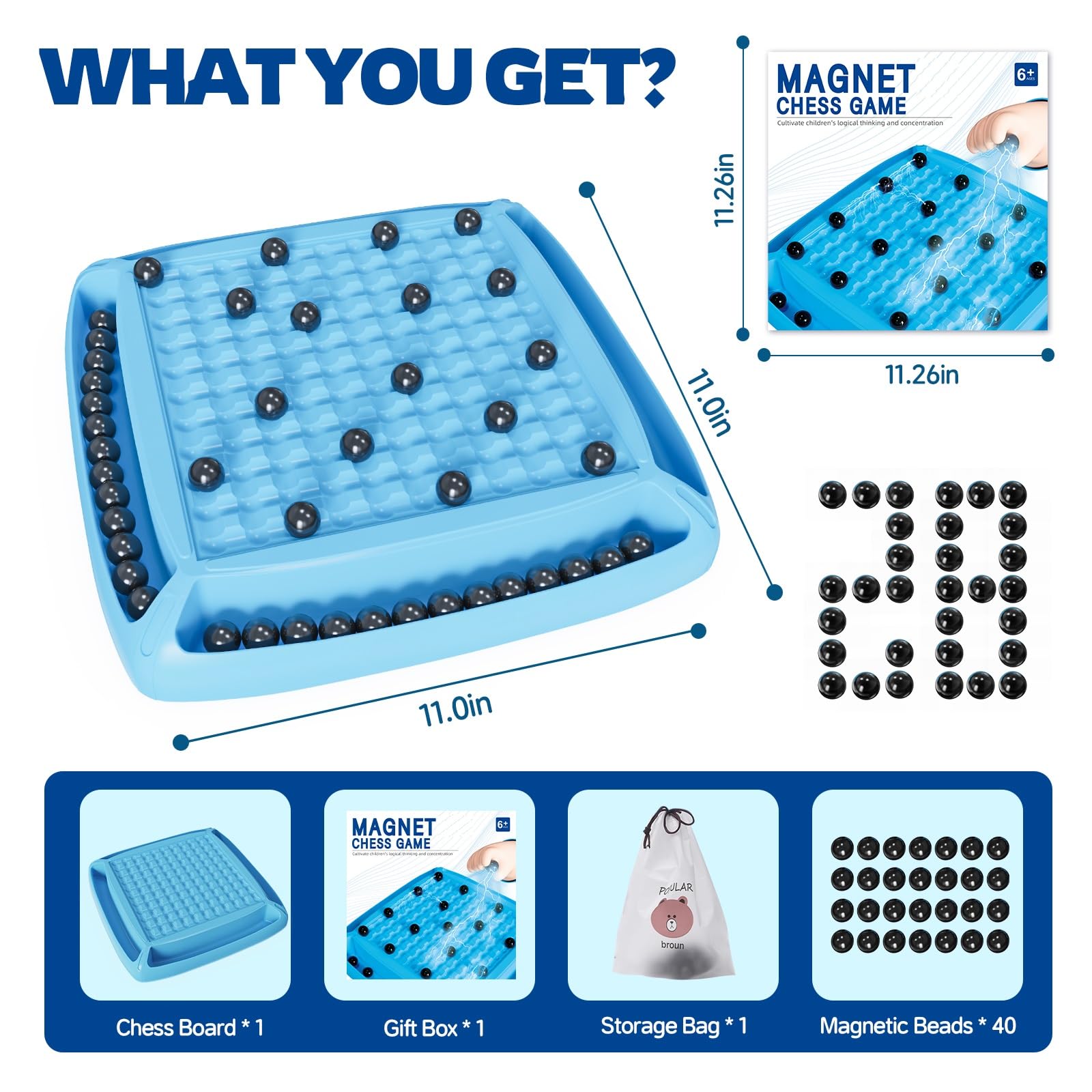Hcusus Magnet Game components close-up showing magnets and pieces