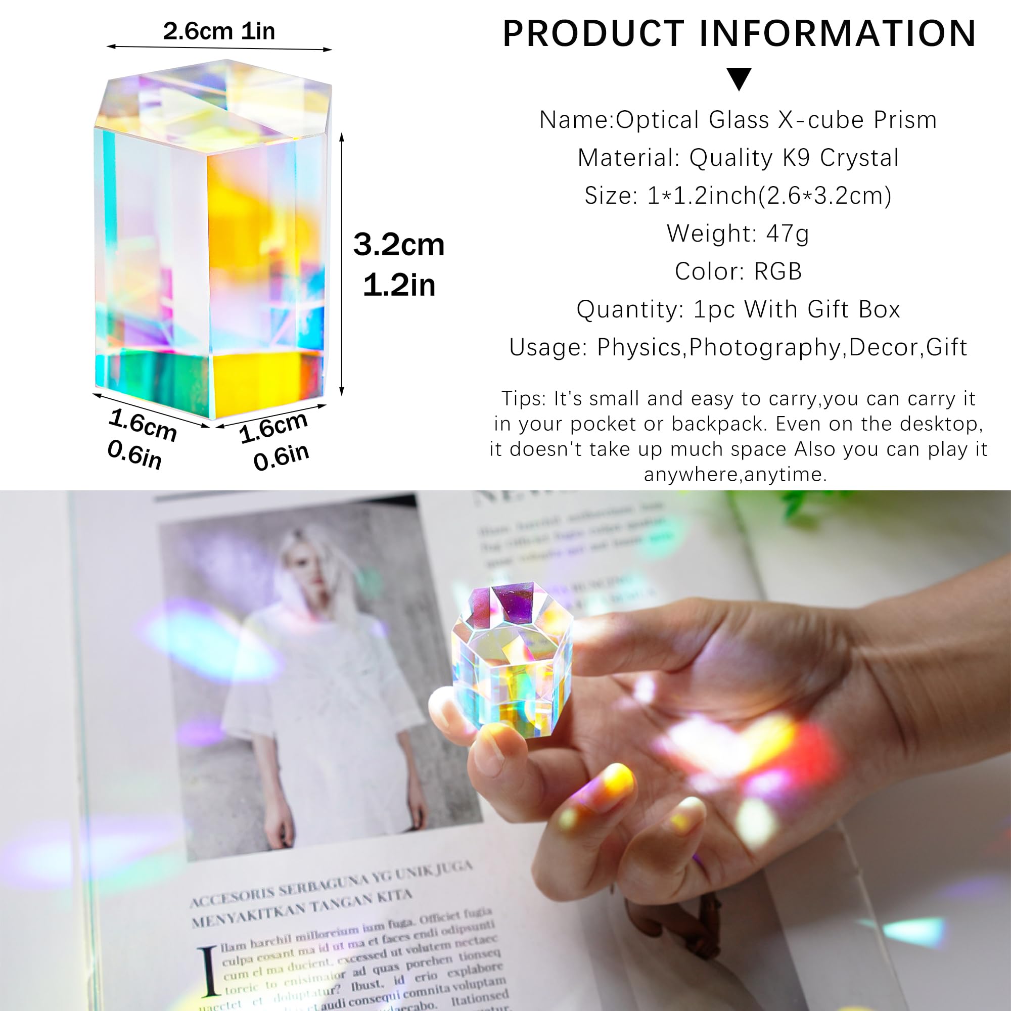 HDCRYSTALGIFTS crystal prism for optics classroom demonstrations