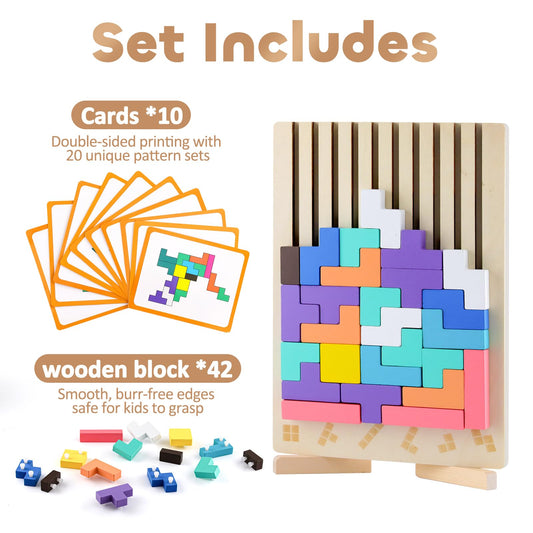 Hdsahdok colorful wooden block pieces fuel creative stacking and hands-on learning.