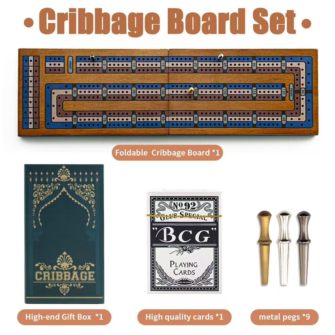 Hdsahdok cribbage board with magnetic lock, foldable for portability
