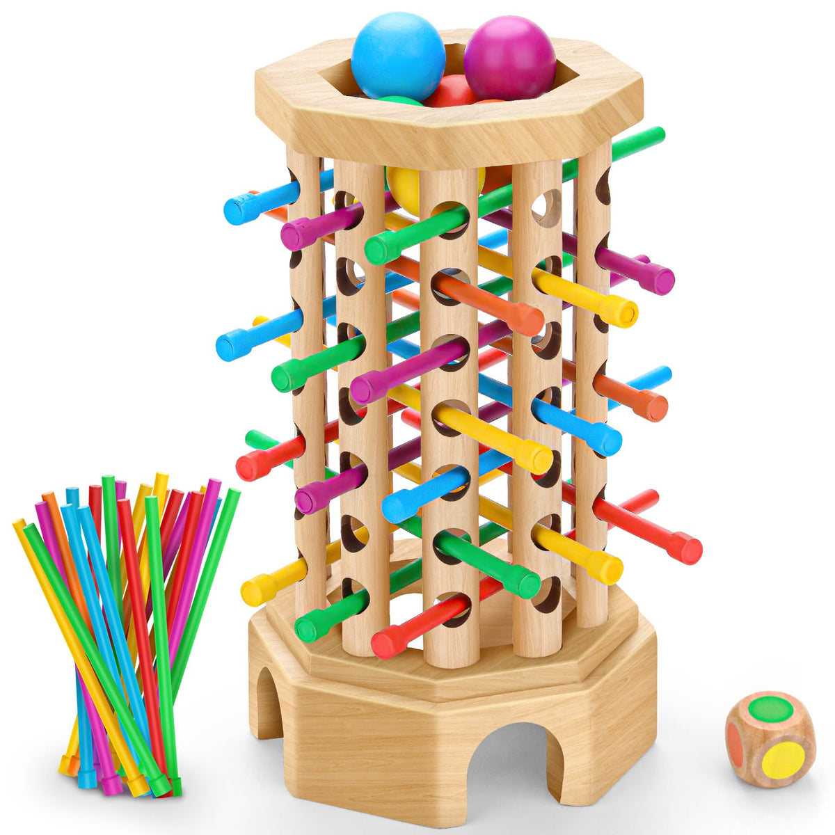 Hdsahdok Montessori wooden board game tower helps kids develop fine motor skills during play