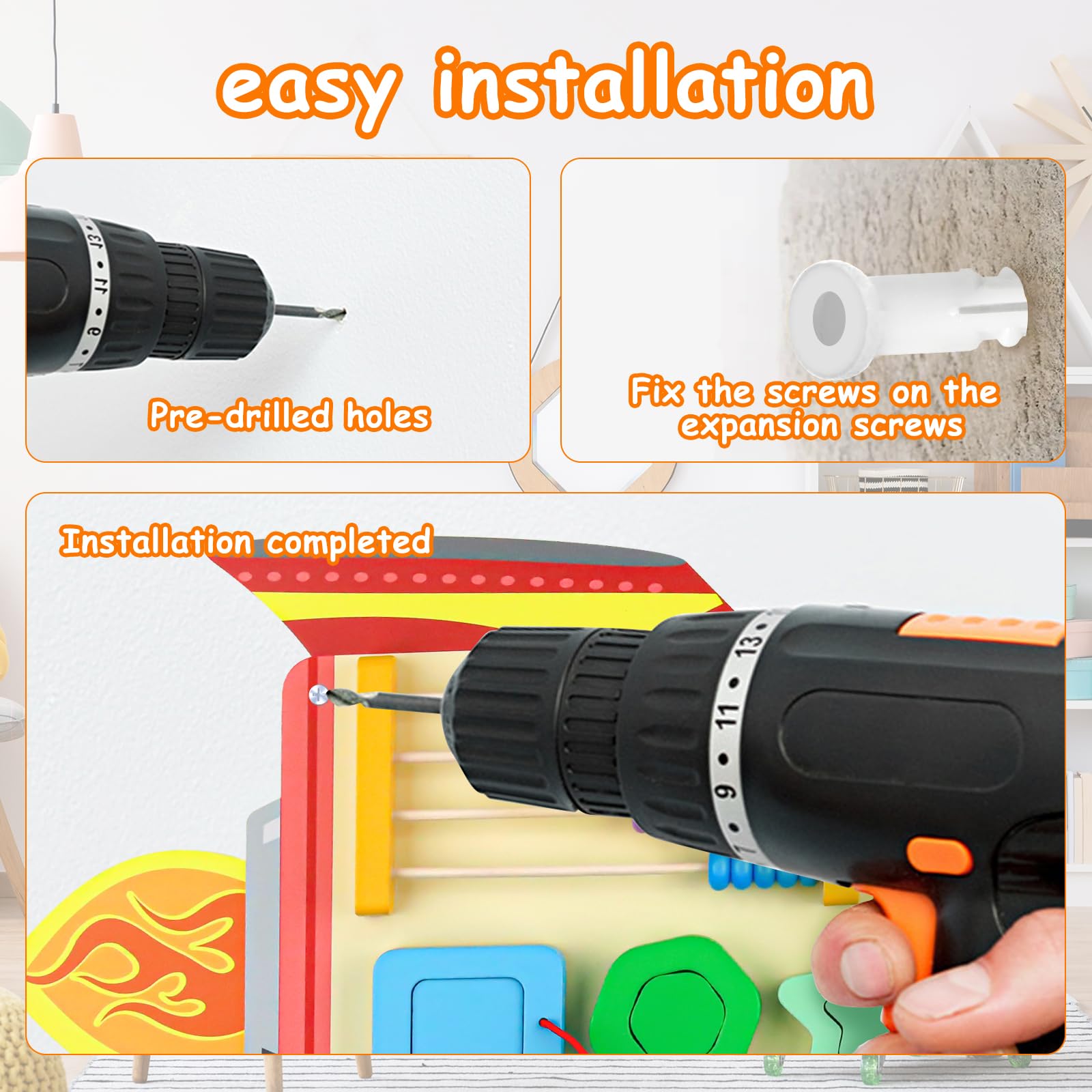 Hdsahdok wall-mounted panel provides secure installation for safe play