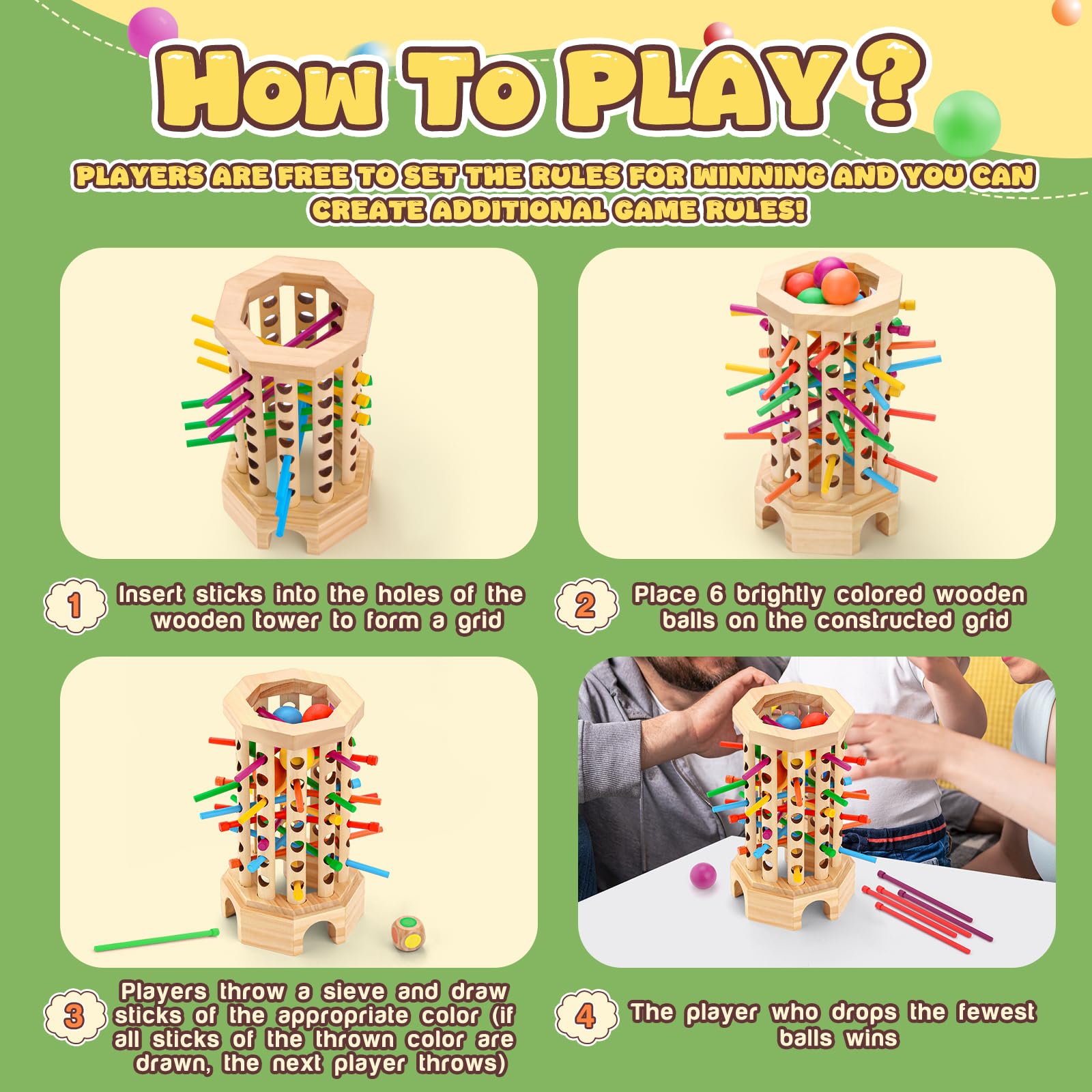 Hdsahdok wooden balls ready for family night and strategic stacking fun