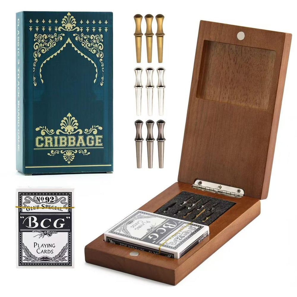 Hdsahdok wooden cribbage board with storage, travel-ready