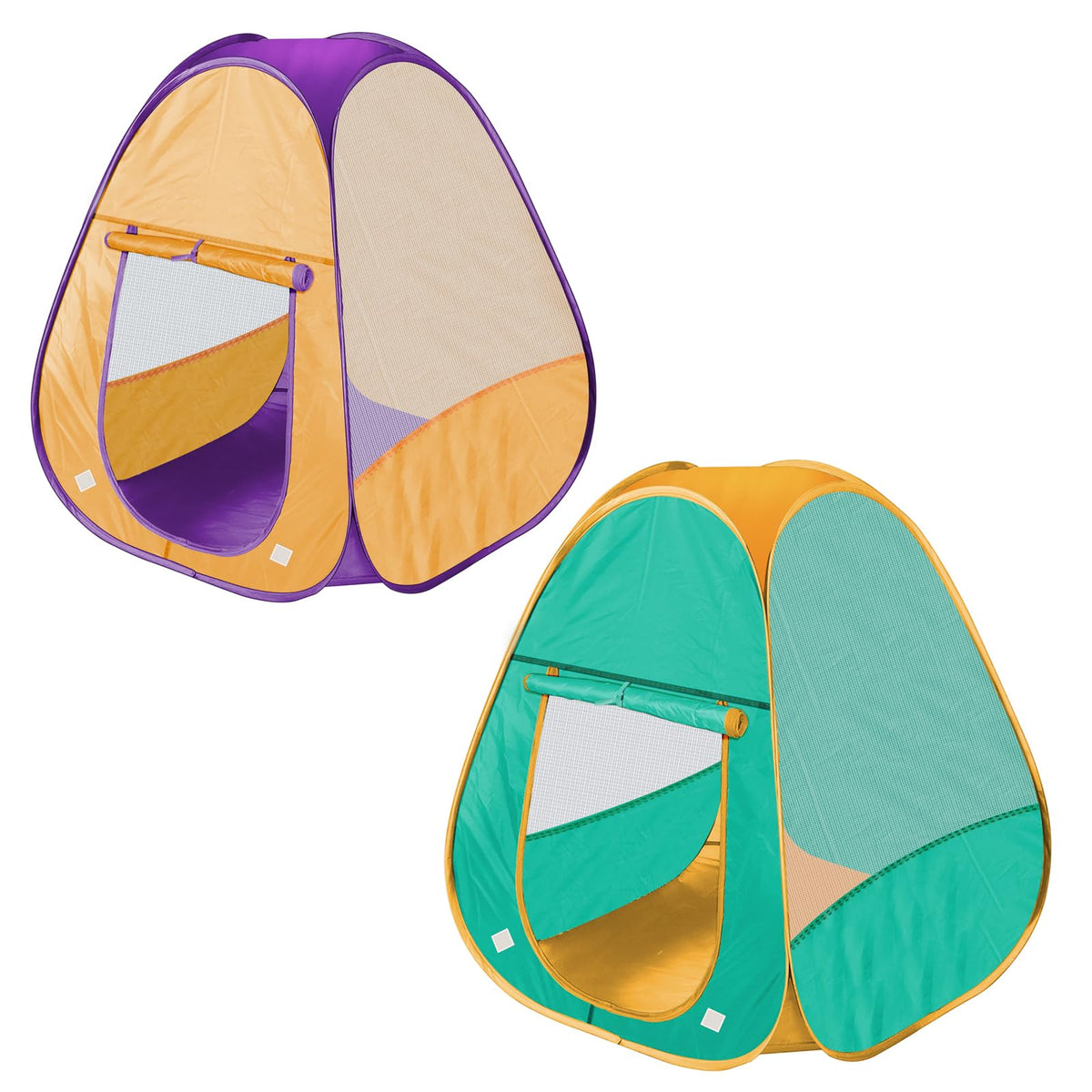HDUAWHE kids play tent pop-up set in green and orange for quick indoor play