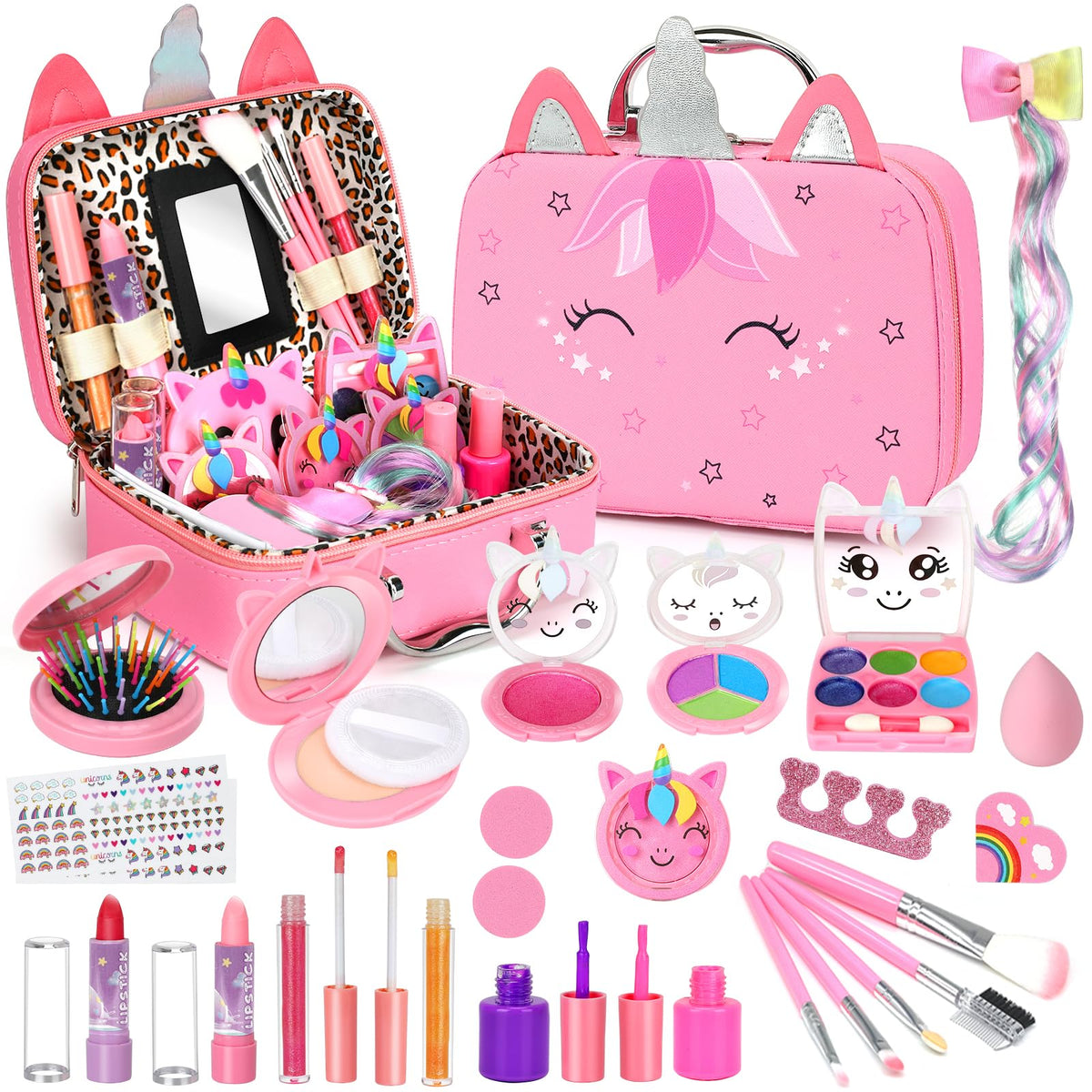 Heaning kids makeup kit pressed powder for safe, fun dress-up play