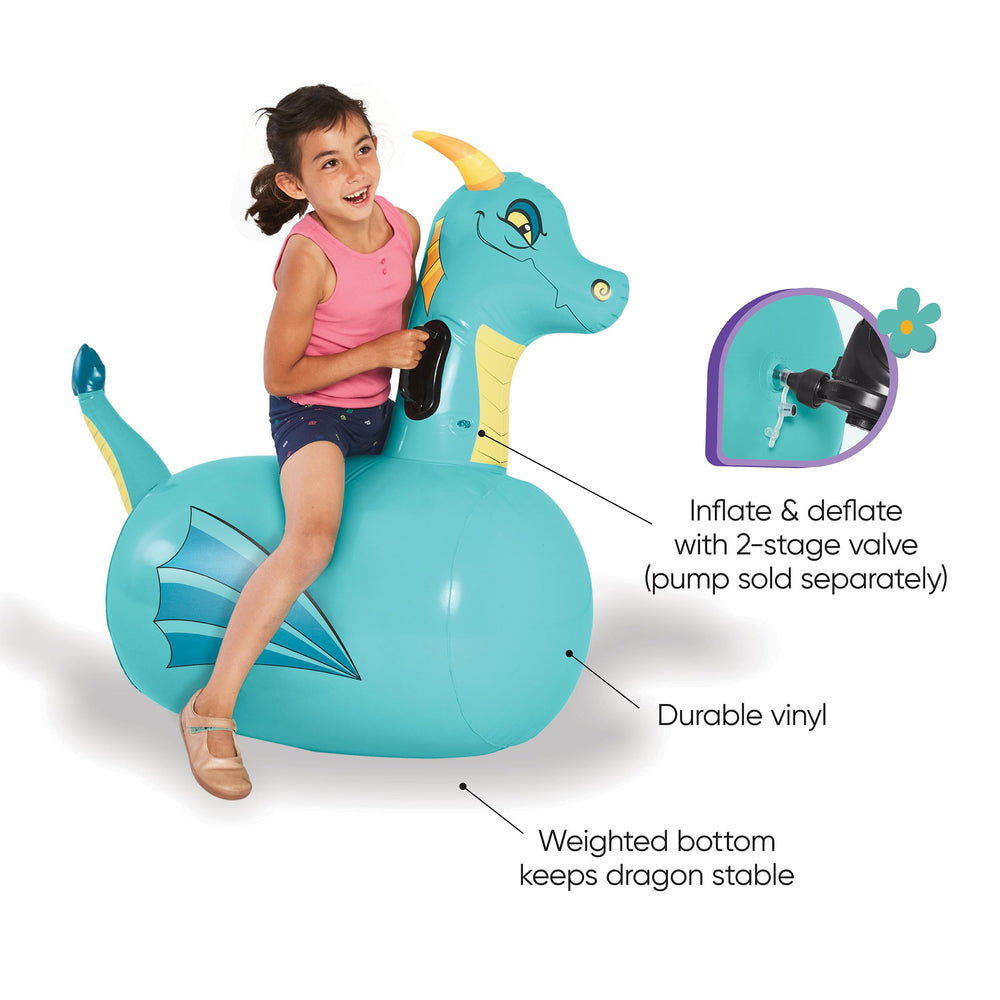 HearthSong Hop N Go blue dragon bouncer detailed skin texture for appealing look