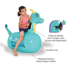 HearthSong Hop N Go blue dragon bouncer detailed skin texture for appealing look