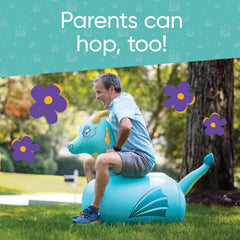 HearthSong Hop N Go blue dragon bouncer easy storage when deflated after playtime