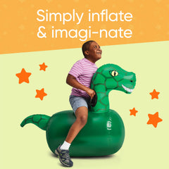 HearthSong Hop N Go Dino bouncer inflation demo for quick setup before play.