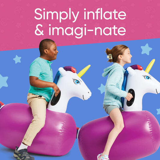 HearthSong Hop N Go unicorn bouncer side handle for secure jumping.