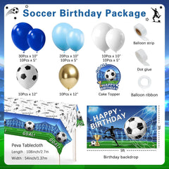 Heboland soccer backdrop fabric creates a field-ready party backdrop.