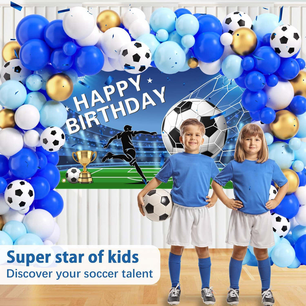 Heboland soccer balloon strip forms a 16ft arch for easy assembly.
