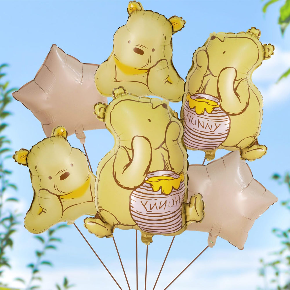 Heboland Winnie Pooh 3D Pooh bear balloon adds whimsy to baby showers.